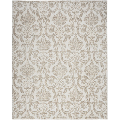 Cristiaan Damask Machine Woven Polypropylene Area Rug in Beige