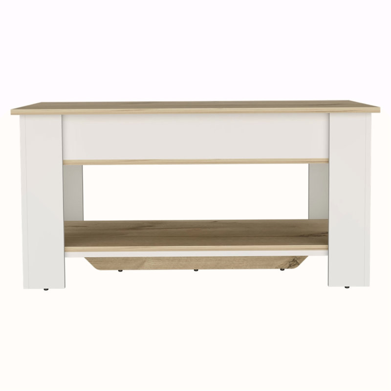 Austin Storage Table, One Extendable Table Shelf, Four Legs, Lower Shelf