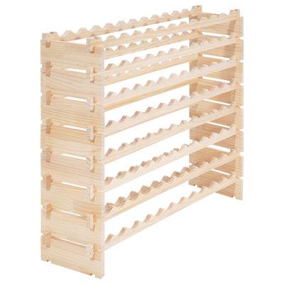 96 Bottle Stackable Modular Wine Rack, 8-Tier Wine Bottle Holder,Solid Wood Floor Freestanding Wine Storage Rack For Pinot Noir bottles,For Kitchen, Cellar, and Bar, Natural