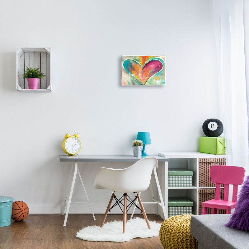 Abstrait coloré, cœur texturé, art mural par Kami Lerner, H 10 po x l 15 po