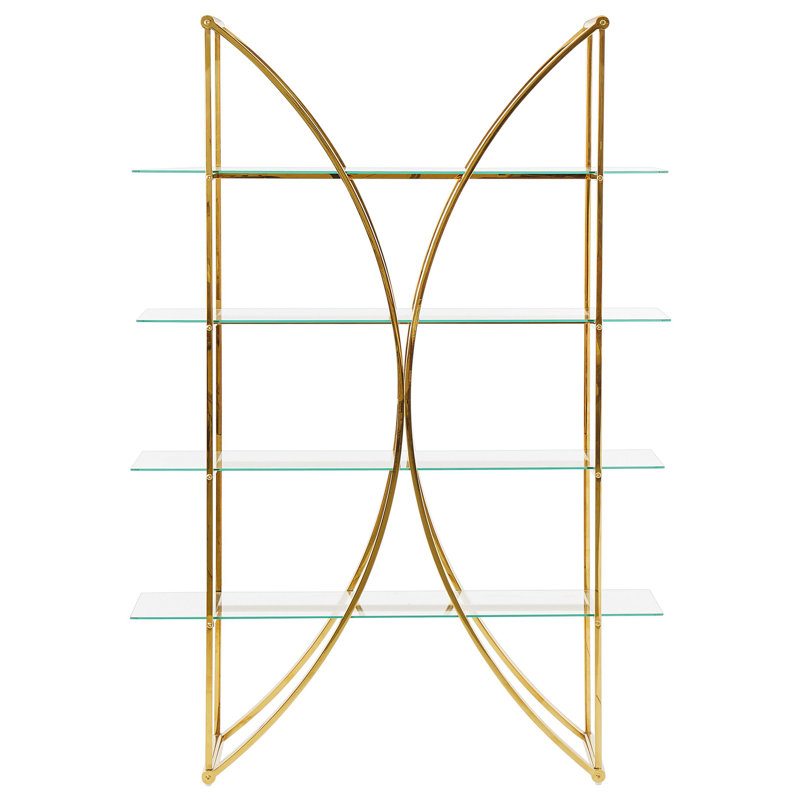 Ayushman 175cm H x 120cm W Stainless Steel Book Cabinet Bookcase, Gold