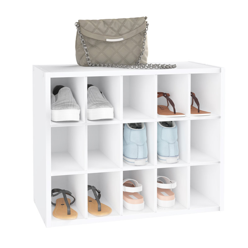 Stackers 15 Pair Stackable Shoe Cabinet Storage Cubby Unit by CLosetMaid, White