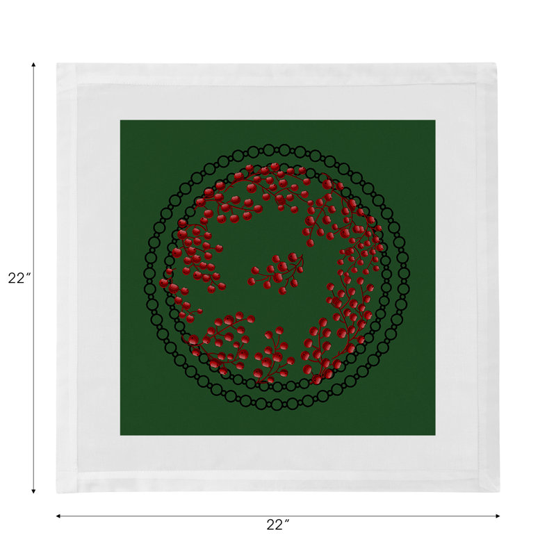 Christmas Berries Cotton Sateen Dinner Napkins, Red Green
