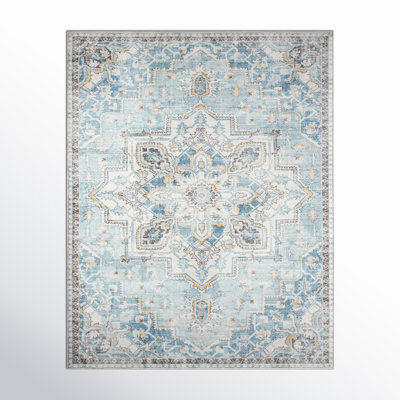 Maz Oriental Area Rug in Light Blue