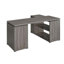 Bureau en L avec tiroirs, finition grise vieillie pour utilisation, rangement pratique