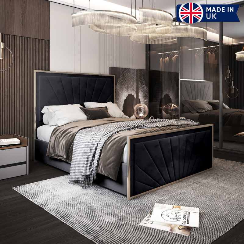 Anterrius Upholstered Bed, Single (3'), Black