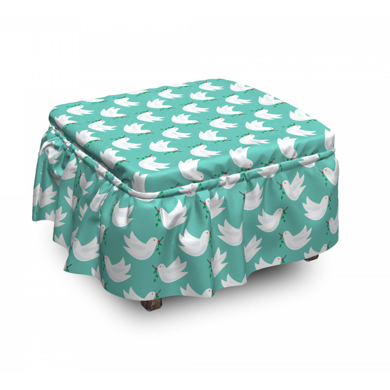 Housse pour repose-pieds doodle avec branches colombe