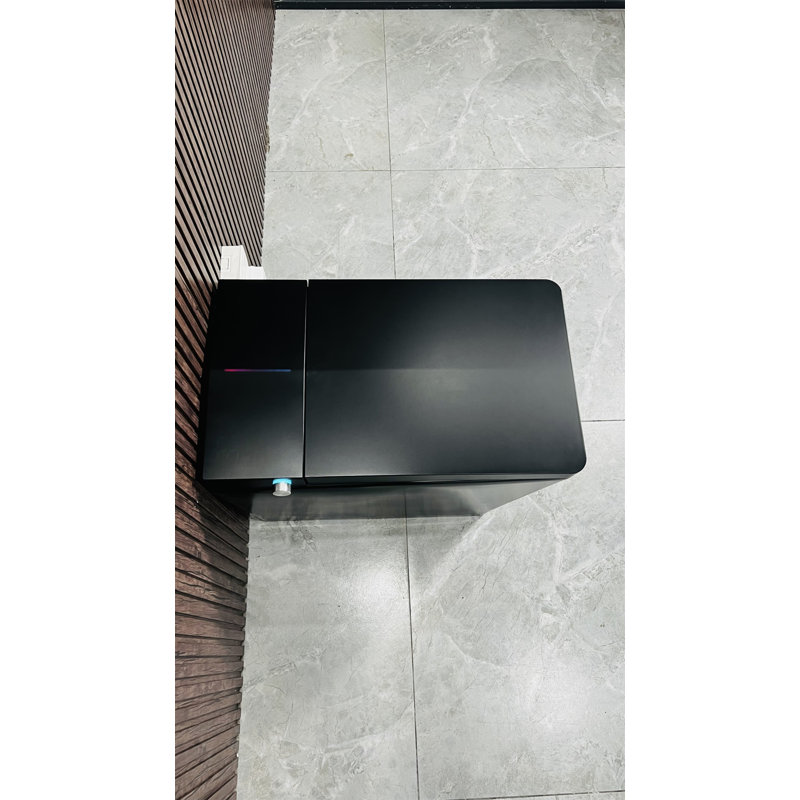 Matte Black Square Ceramic Smart Toilet with Built-In Tank and Heated Seat