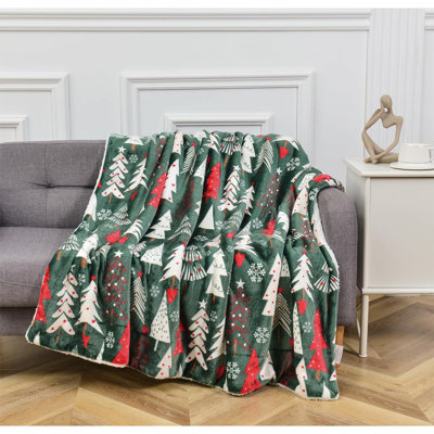 Jeté de Noël en flanelle réversible et ultra-moelleux en molleton de Noël pour l'hiver