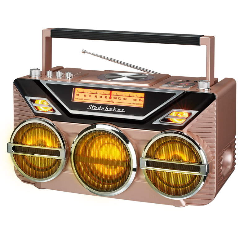 Studebaker Black Retro Boombox with Bluetooth and CD Player