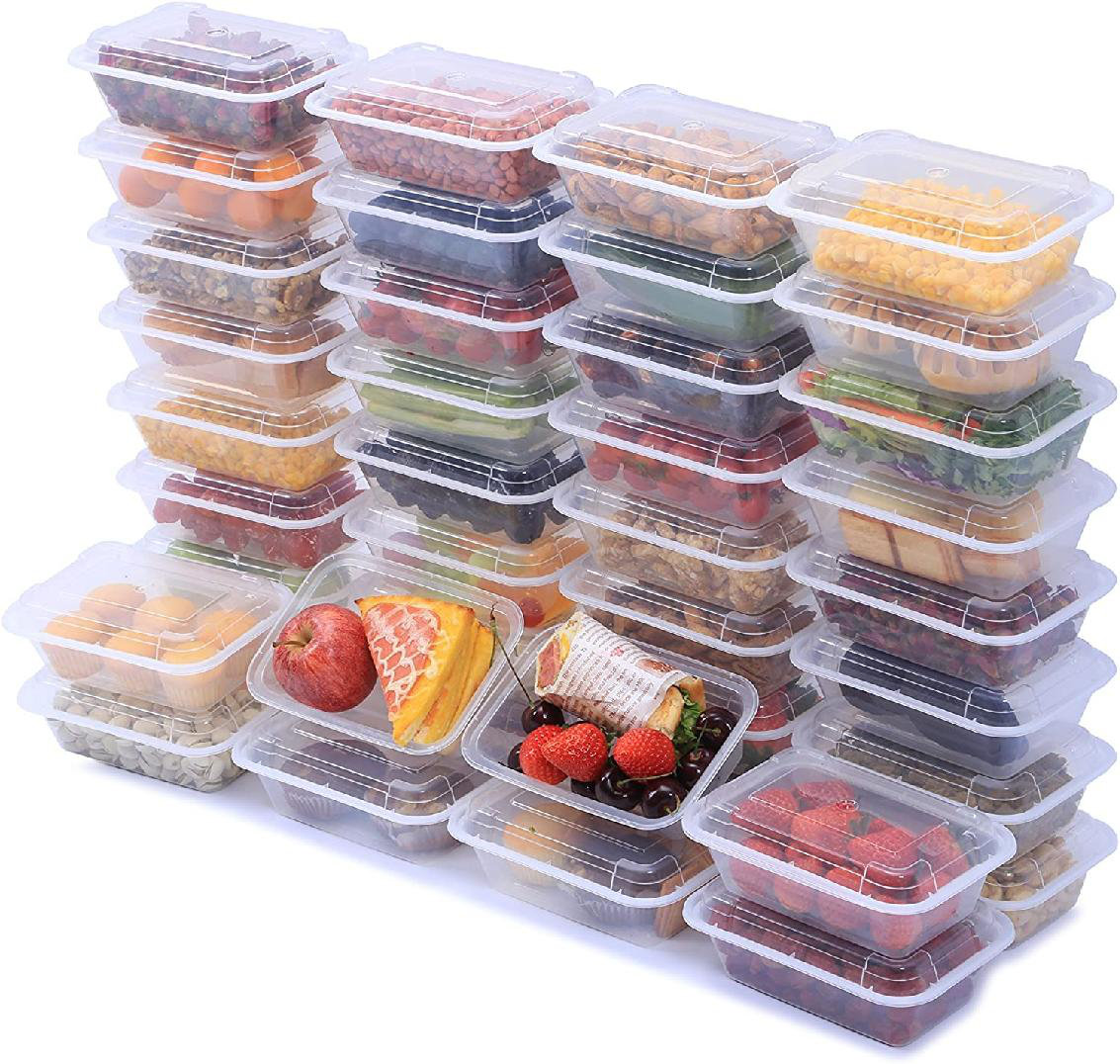 Premium Heavy Duty Plastic Microwaveable, Stackable 8oz Deli Containers  with Airtight Lid