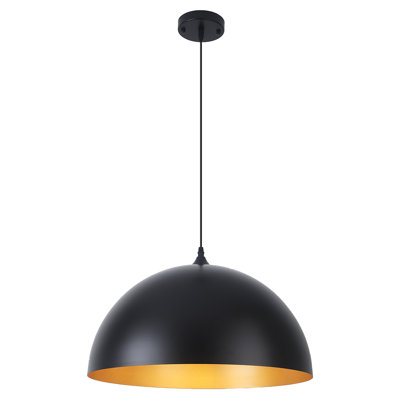 Luminaire suspendu noir 15,7 "Kitchen Island - Grand luminaire suspendu dôme intérieur pour salle à manger, chambre