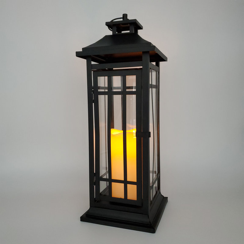 Lanterne de fenêtre en métal à piles avec bougie DEL, H 17 po x l 5 po x P 5 po