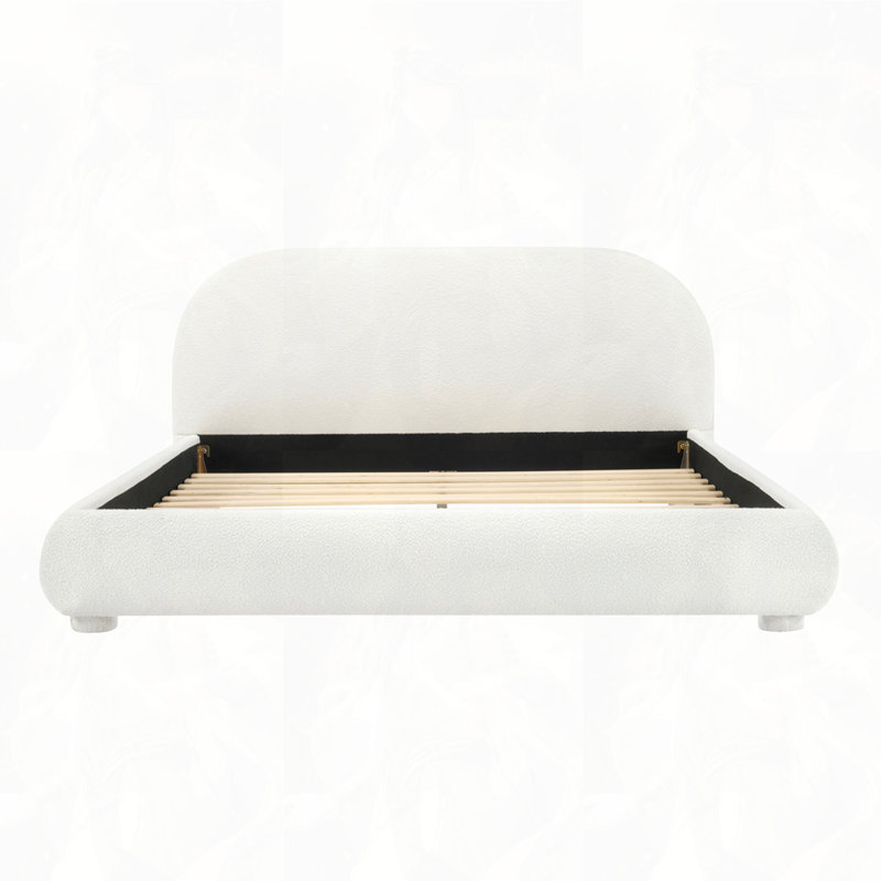 Lit tapissier en tissu de style crème, Grand