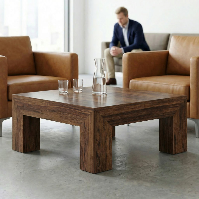 Square Coffee Table for Living Room, 39.4-Inch Cocktail Tea Table, Dark Brown