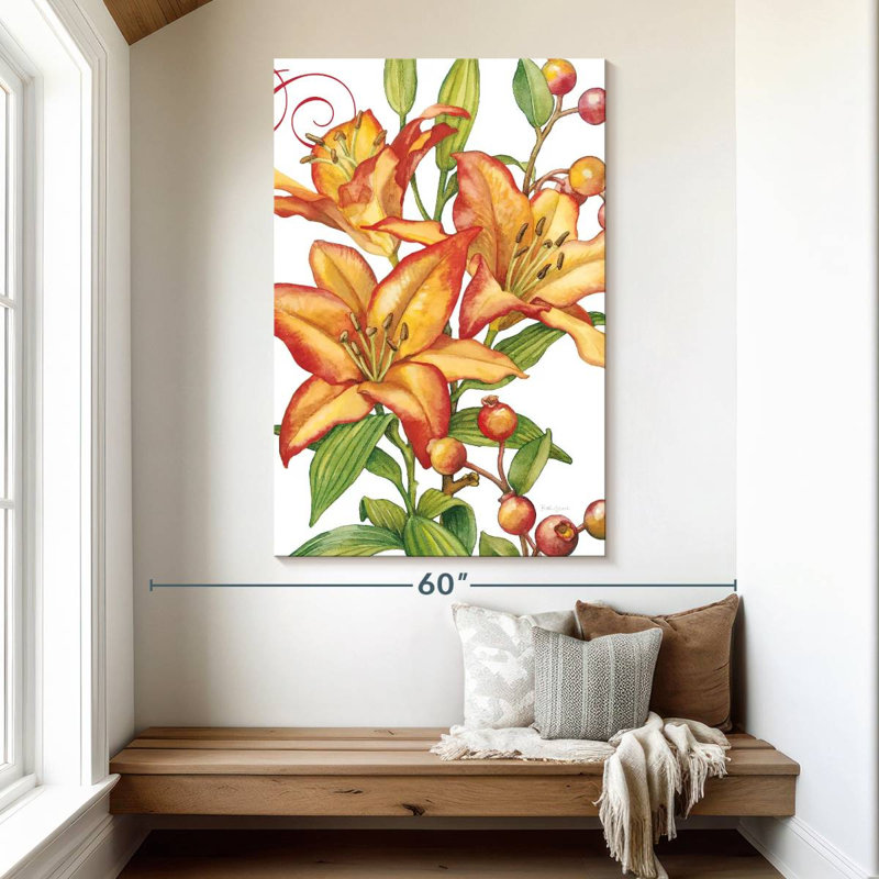 Harnek fleurs et baies Lillies, H 51 po x l 34 po
