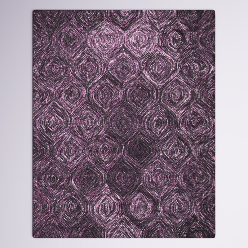 Tapis mauve en laine touffeté à la main Alora, Rectangle 8 pi x 10 pi