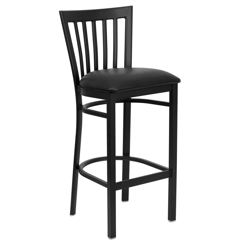 Upholstered Counter Stool with Metal Frame, Black