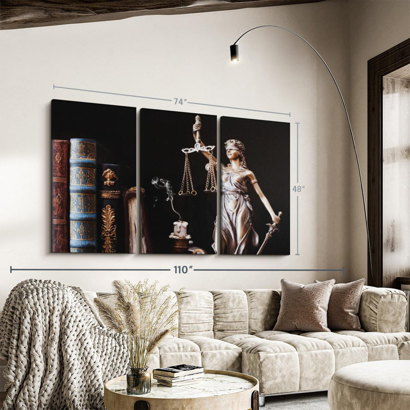 "Symbolique Lady Justice" sur toile, H 48 po x l 74 po x P 1,25 po