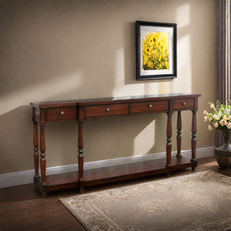 Rural Classical Painted Console Table, Brown, Brown