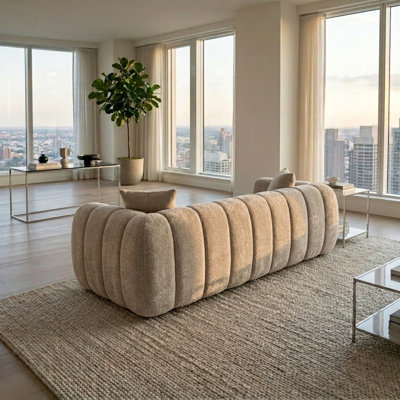 Canapé moderne de 103 po, canapé-lit Teddy Cloud à assise profonde confortable, canapé rembourré à 4 places Boucle, causeuse surdimensionnée pour le salon, la chambre à coucher, le bureau, l’appartement