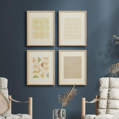 " Yellow Geometric Pastel Patterns " 4 - Pieces