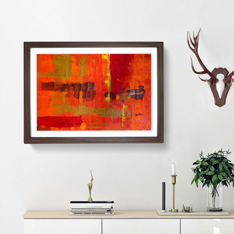 Abstract Art Painting Vol.200 by S.Johnson - Picture Frame Painting Print, 62cm H x 87cm W x 2cm D, Walnut Framed