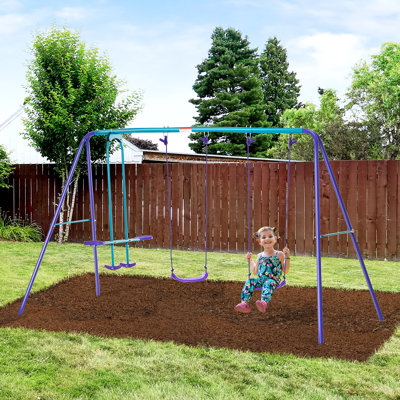 Outsunny Metal Swing Set with 2 Swing(s)