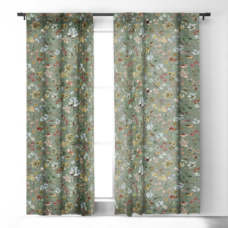 Ninola Design Wild Nature Countryside Green 1pc Blackout Window Curtain Panel, 50" W x 120" L