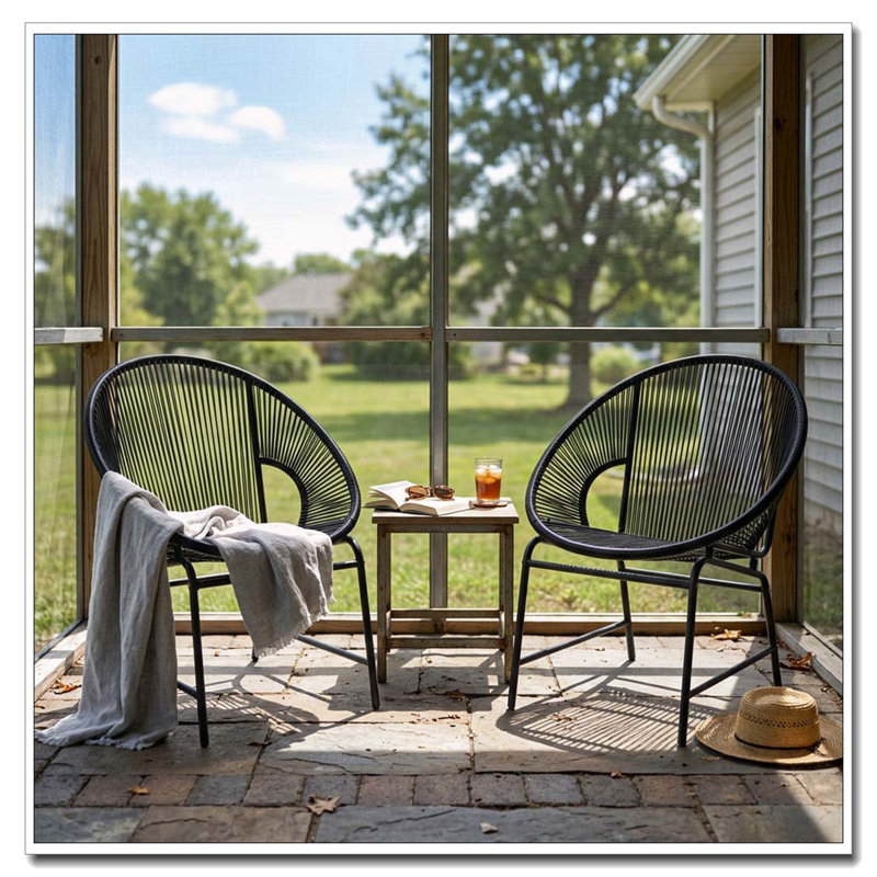 Ensemble de chaises de patio en osier, Noir