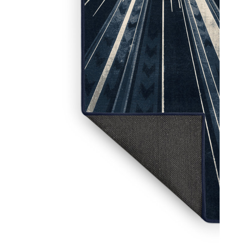 Tapis moelleux moelleux en déco Art Deco Starburst - gris marine, 5 x 7