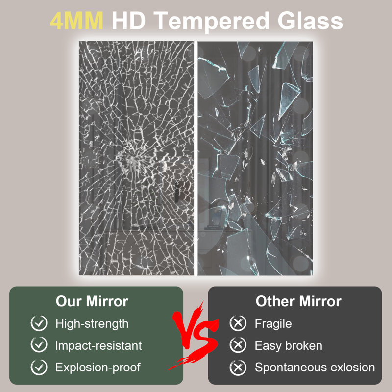 Miroir de salle de bain avec lumières Hollywood, 40 po x 32 po