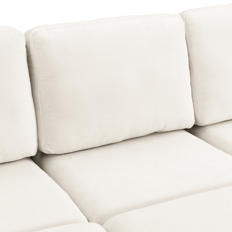 Canapé modulaire de 103 po avec deux repose-pieds et abris mobiles, douilles de lit beige, Beige