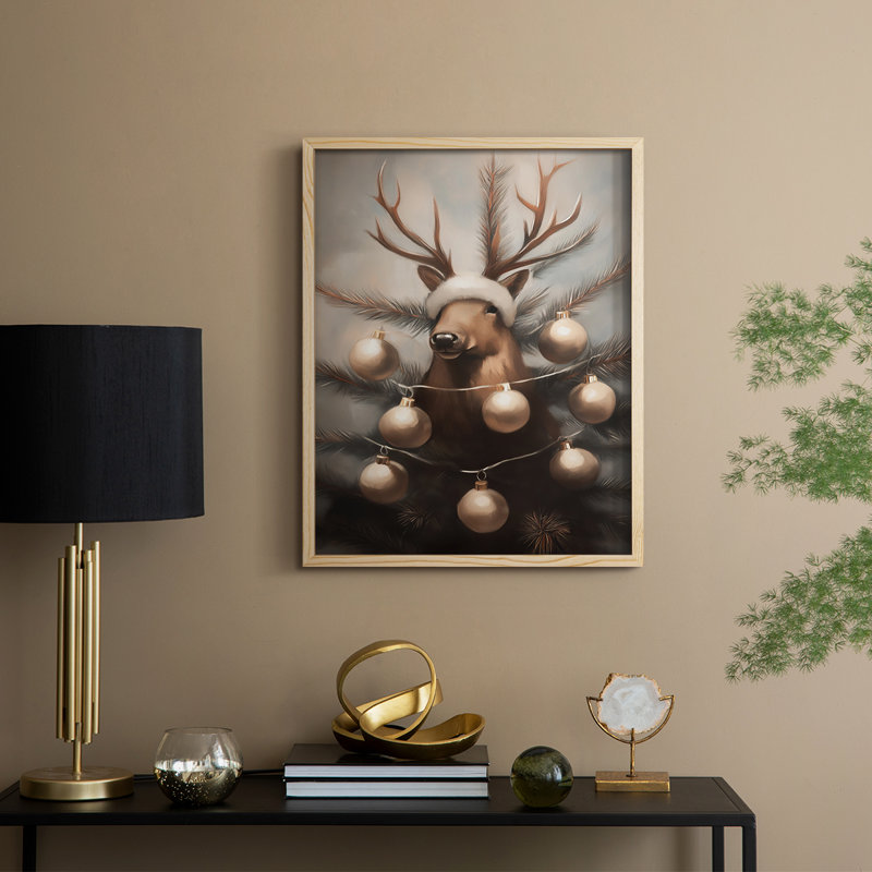 Art des Fêtes de Noël - Série 2 - CECLX, reproduction d'art encadrée - bois massif, Naturel, H 21 po x l 17 po