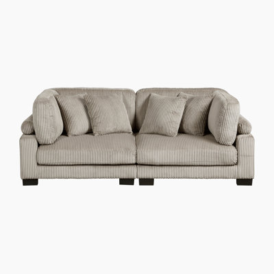 Brinsley 90" Modern Modular Sofa with Corduroy Fabric, Adjustable Armrests & 4 Pillows