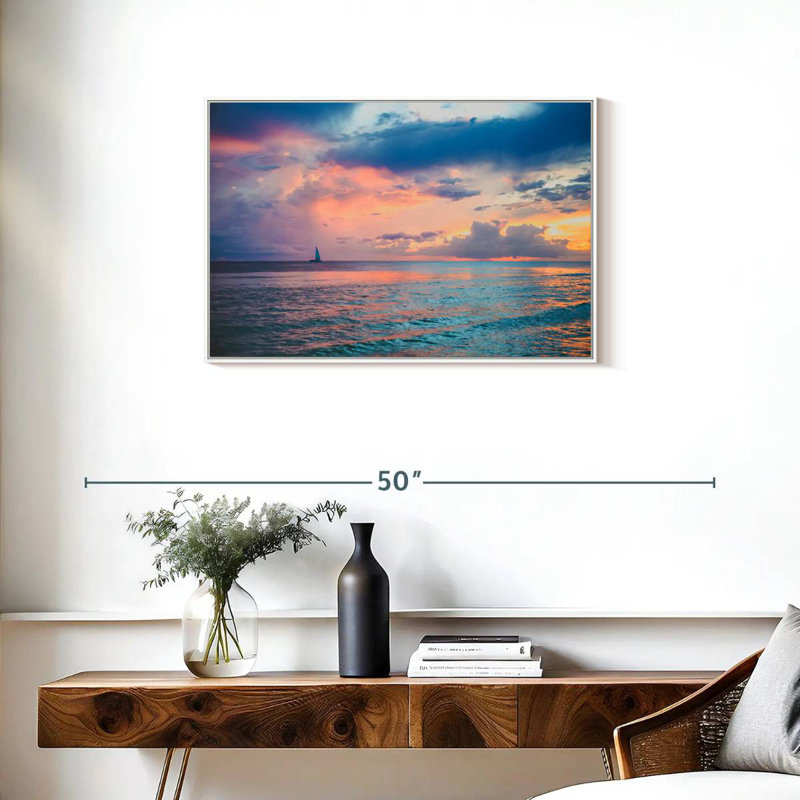 Coucher de soleil au Panama, Cadre flottant blanc, 31 po x 21 po