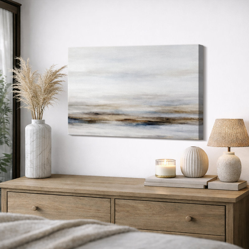 "Abstract", horizon doux, composition de paysage, images de salon serein, impression sur toile encadrée, Toile tendue