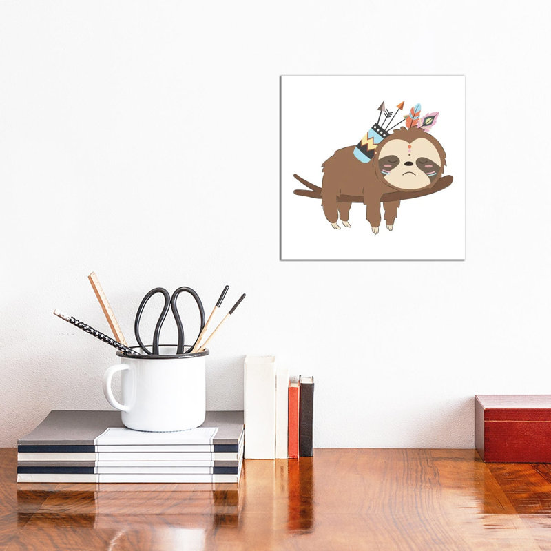 Adorable Baby Sloth Illustration 1 Piece Wrapped Canvas Wall Art, 30.48cm H x 30.48cm W x 1.905cm W
