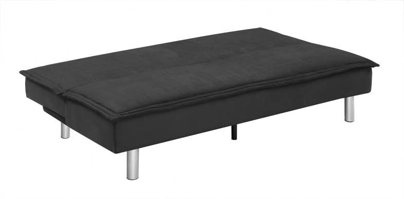 Puzzle Upholstered 68.9'' Sofa, Black Microfiber, Silver