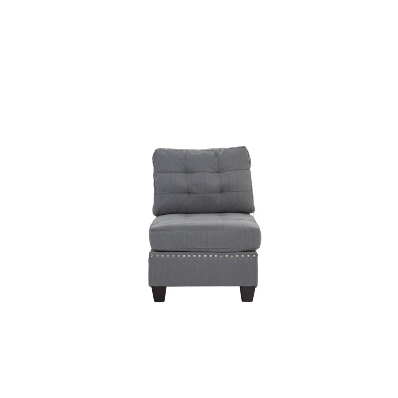 3Pc Modular In Gray With Linen-Like Fabric And Wood Frame Chairs Soft Cover & Construction