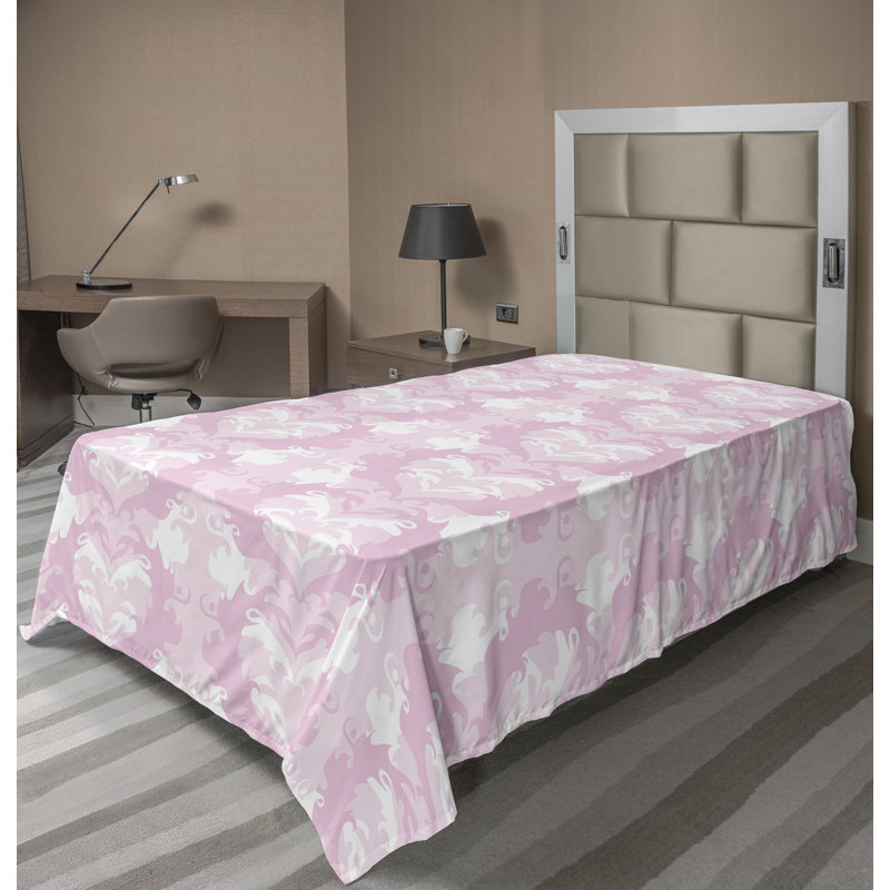 Drap plat moderne de style bohème Ambesonne, Drap plat pour lit simple TG, Rose doux / motif abstrait mauve pâle