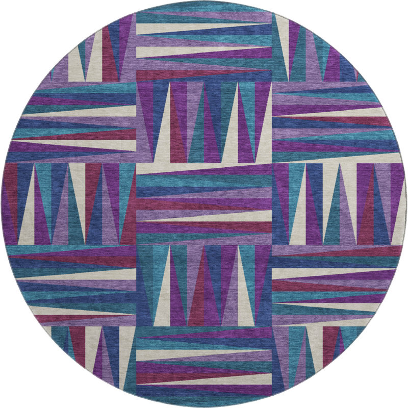 Premium Machine Washable Collett AMF1012 Squares Rug, Round 8'