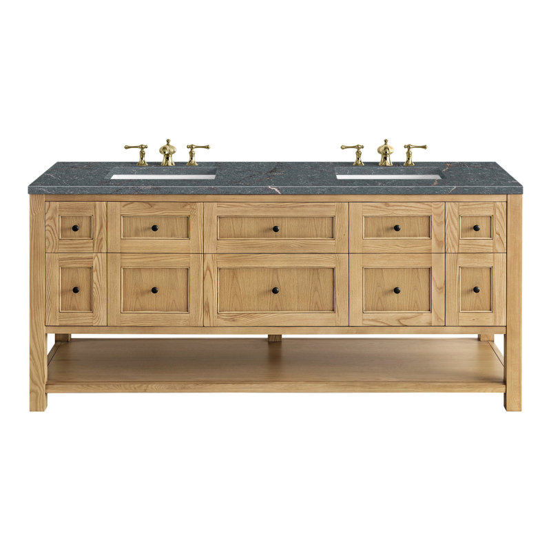 Breckenridge 72 in. Double Vanity, Light Natural Oak, Parisien Bleu, 8" Widespread