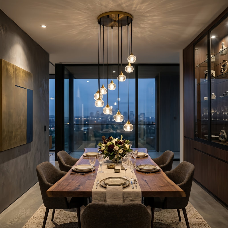 Lustre moderne à 10 lumières de 16 po avec accents en cristal Flitwick