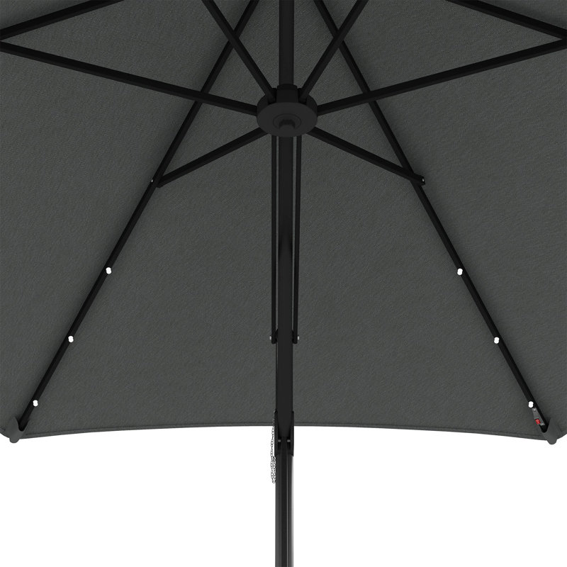 130cm Lighted Market Parasol, Dark Grey