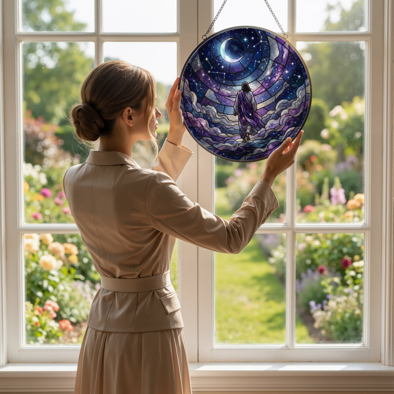 Panneau de vitrail Starry Sky, 7,8 heures, H 7,8 po