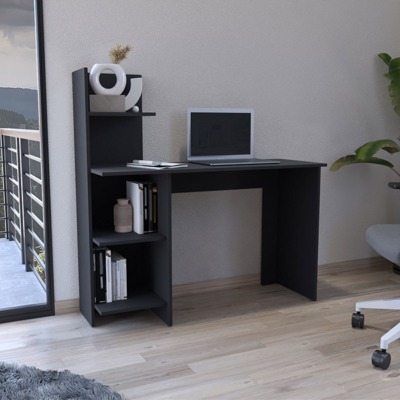 Euloge Toronto 120 Classic Contemporary Writing Desk with Four Shelves,  Black