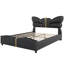 Structure de lit tapissier en similicuir pour grand lit avec tête et pied de lit en forme de papillon élégants, détails en métal doré, aucun sommier requis, noir-942982587-942982584