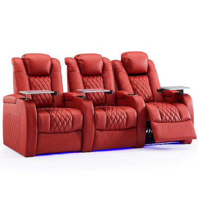 Upholstered Home Theater Seating with Cup Holder