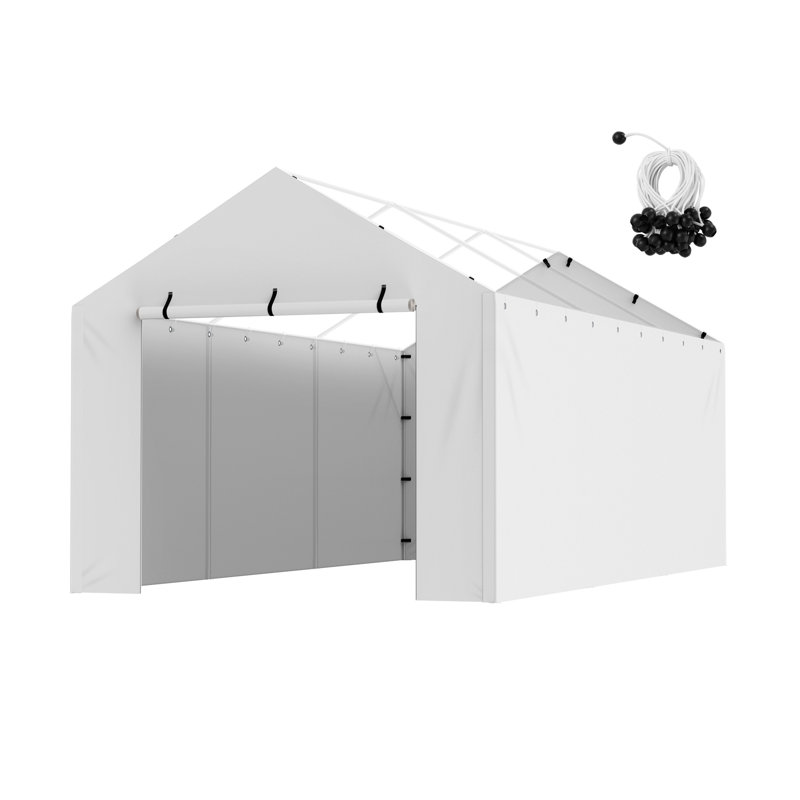 White Heavy-Duty Waterproof Carport Canopy Side Wall 10 x 20 ft